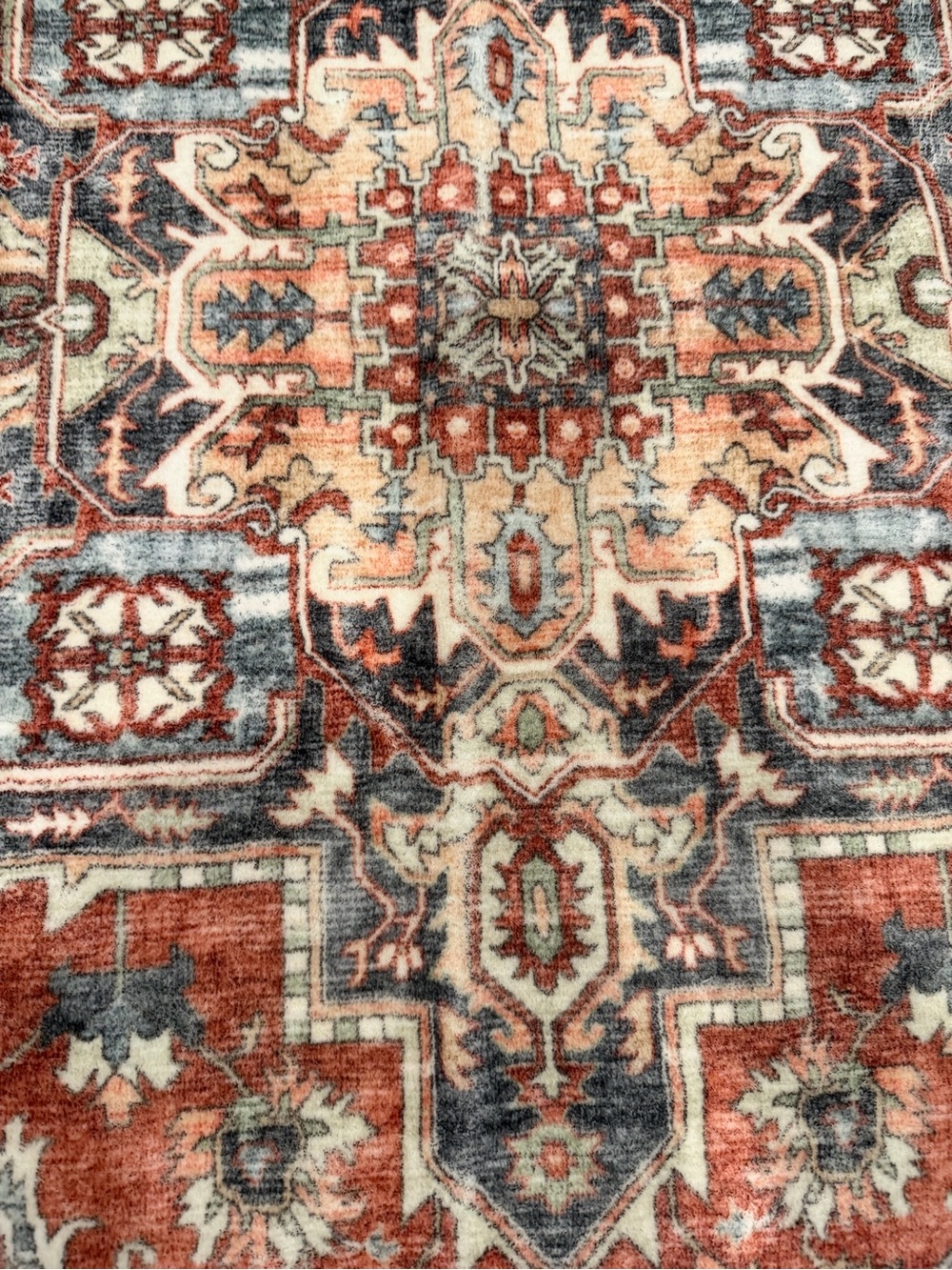 Classic Medallion Area Rug - Rust Red and Navy - Picture 2 of 4
